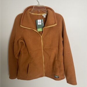 L.L. Bean Warm Orange Fleece Jacket Size L